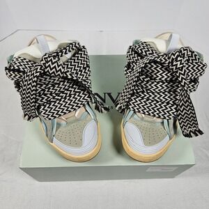 Lanvin Curb Sneakers Light Green Blue Suede Leather FW-SKDK00-NASH-A20 Mens 39